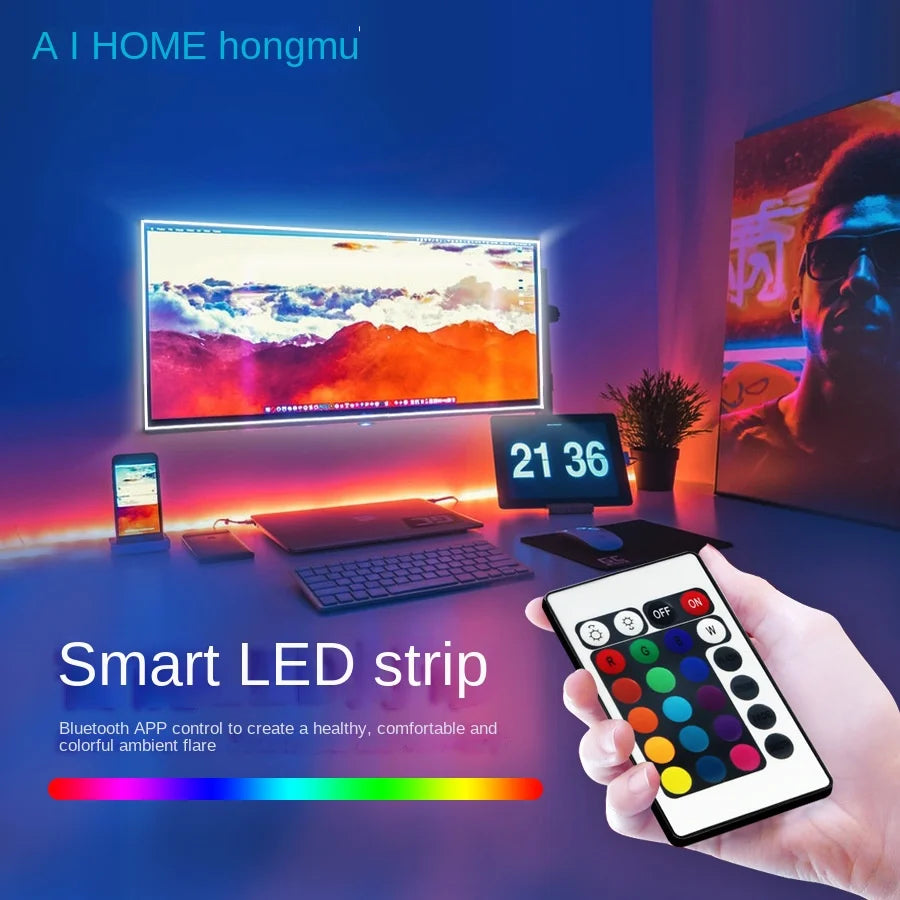 Smart RGB LED Strip 5M – USB 5V Waterproof Light with Remote & Music Mode