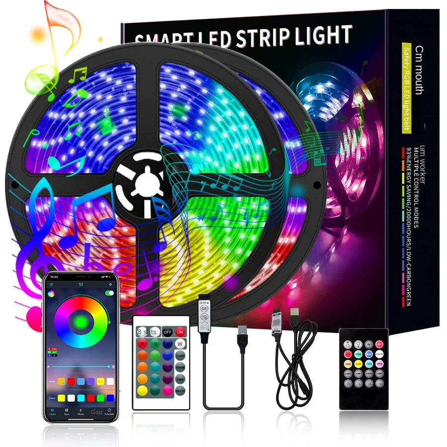 Smart RGB LED Strip 5M – USB 5V Waterproof Light with Remote & Music Mode