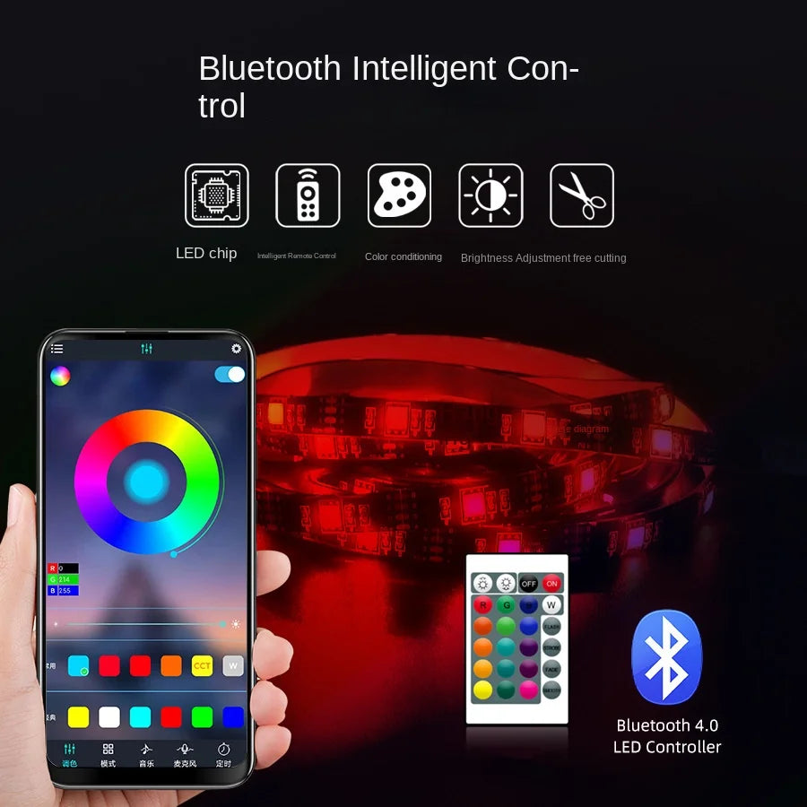 Smart RGB LED Strip 5M – USB 5V Waterproof Light with Remote & Music Mode