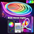 RGB Neon Strip Light with Bluetooth & Remote – USB Waterproof LED Rope
