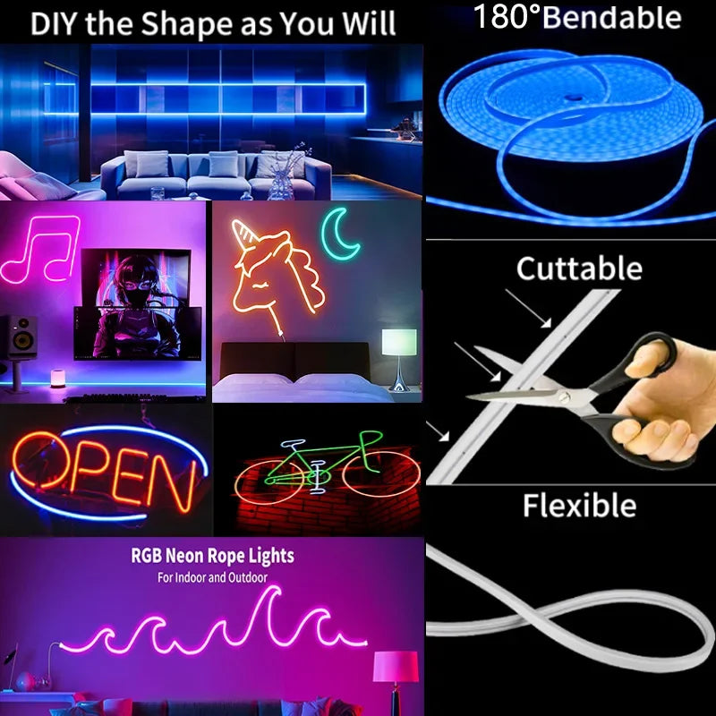 WiFi RGB Neon Strip Light – Voice Control & DIY Mode