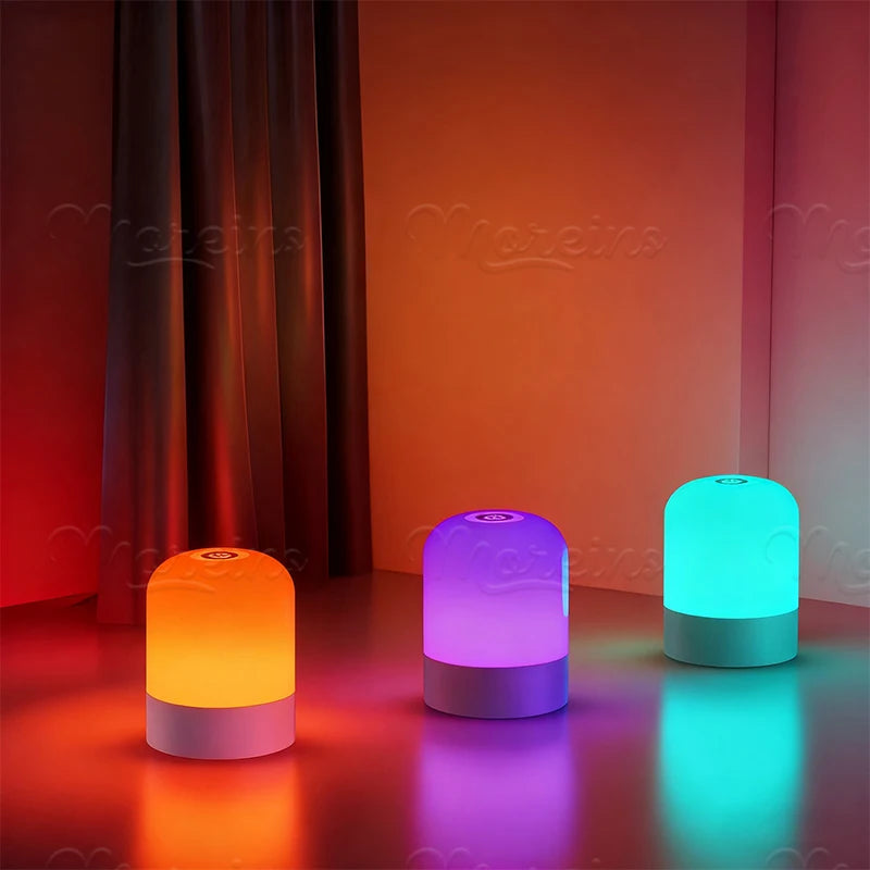 RGB Color Changing Night Light, Touch Dimmable, Remote Control, 5V Rechargeable, Ambient Lamp for Home Party Bedroom Decoration