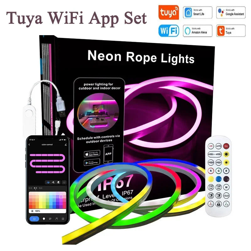 WiFi RGB Neon Strip Light – Voice Control & DIY Mode