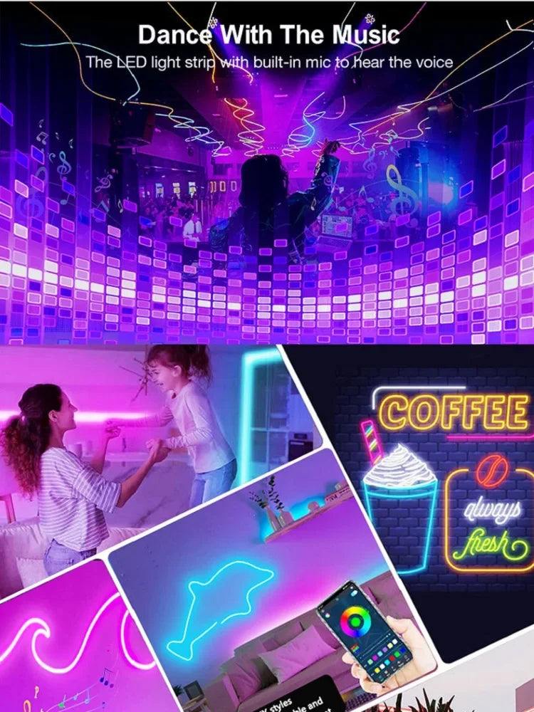 WiFi RGB Neon Strip Light – Voice Control & DIY Mode