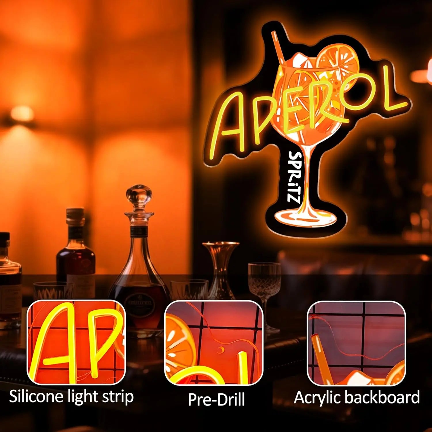 Aperol Spritz Neon Sign LED Cocktail Neon Light